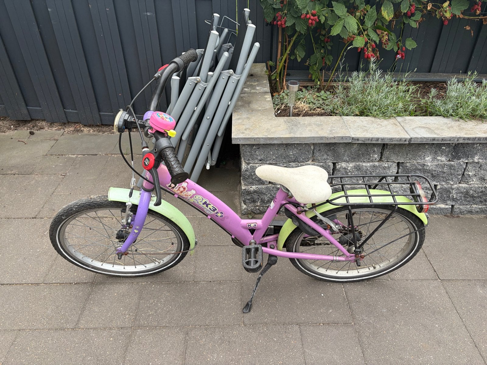 Leuke meisjesfiets 19 inch - Roze/Paars, Ophalen, Terugtraprem, Gebruikt, Handrem