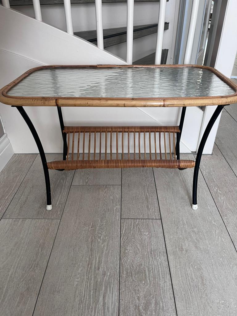 Jaren 60/70 tafeltje, Huis en Inrichting, Ophalen, 50 tot 100 cm, Glas, Zo goed als nieuw