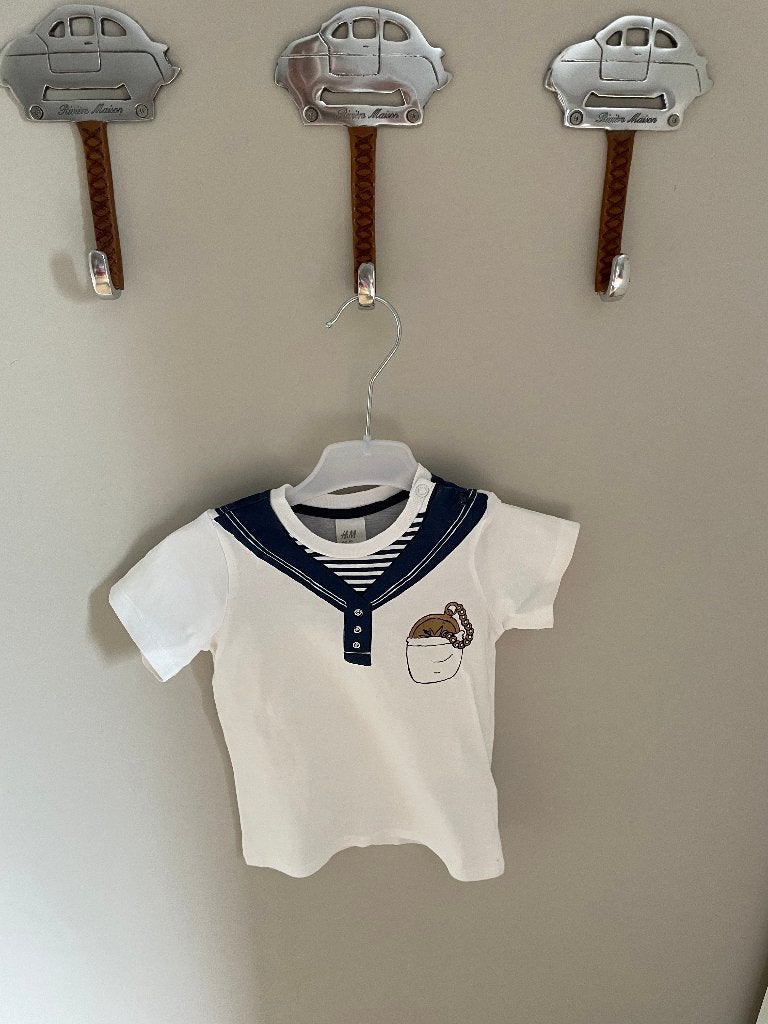 Shirt wit marine maat 80, Kinderen en Baby's, Babykleding | Maat 80, Ophalen, Gebruikt, Jongetje, Shirtje of Longsleeve