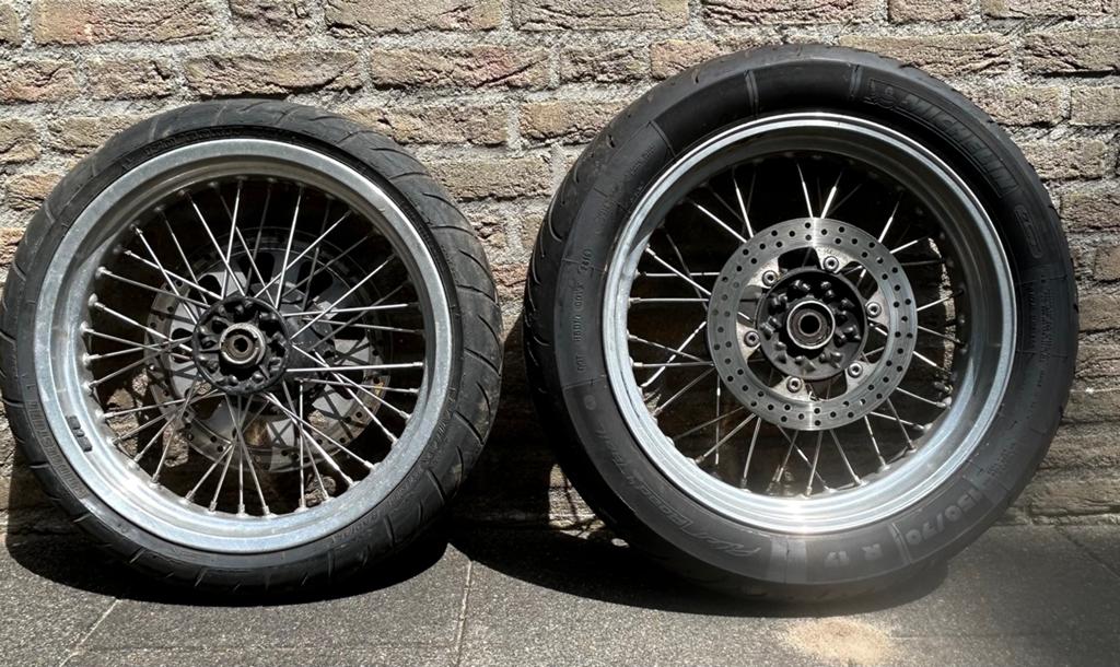 Set supermoto 17-inch velgen, Motoren, Ophalen, Gebruikt