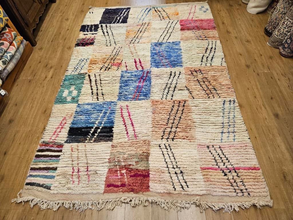 Handgeknoopt oosters tapijt berber Beni Mrirt 290x190, Info@SlatsAntiek.nl, Berber Marokkaans, Crème, 150 tot 200 cm