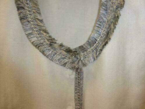Patrizia Pepe creme blazer +grijze roezelrand fringe S 30625, ., Ophalen of Verzenden, Zo goed als nieuw, Patrizia Pepe