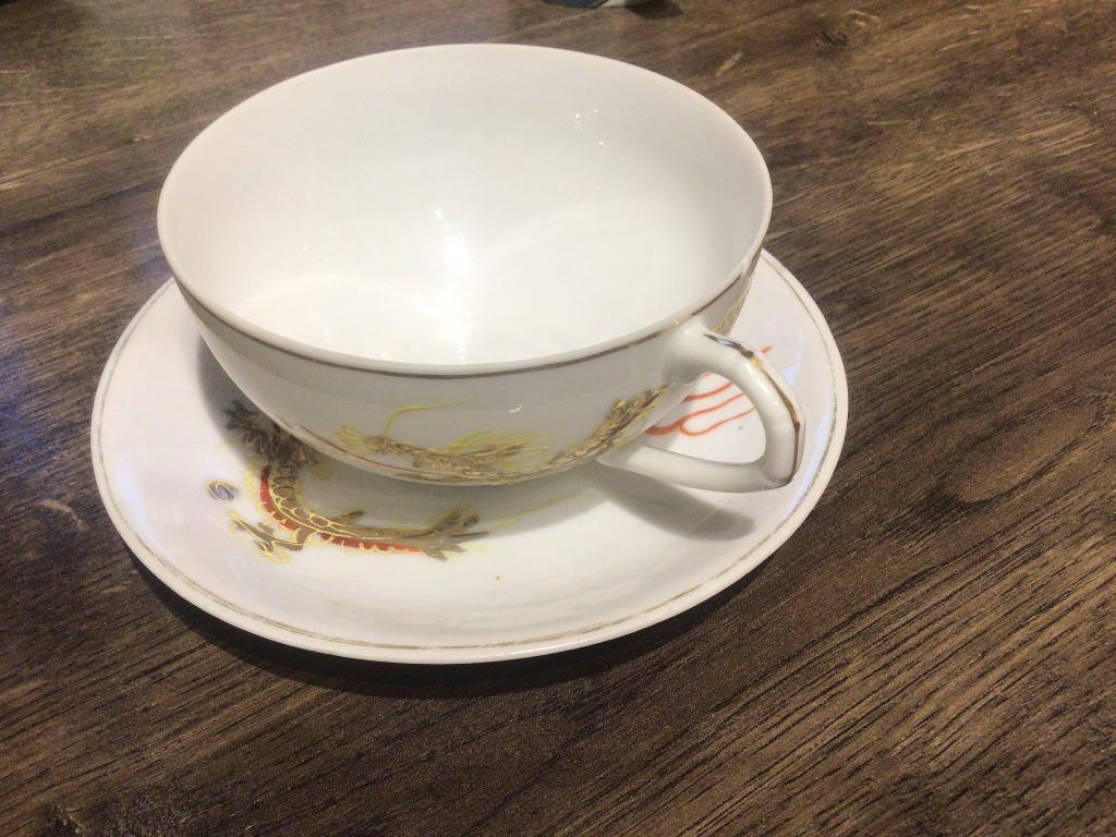 Thee kopje Japanse porseleinen Litophane Geisha Dragon, Ophalen of Verzenden