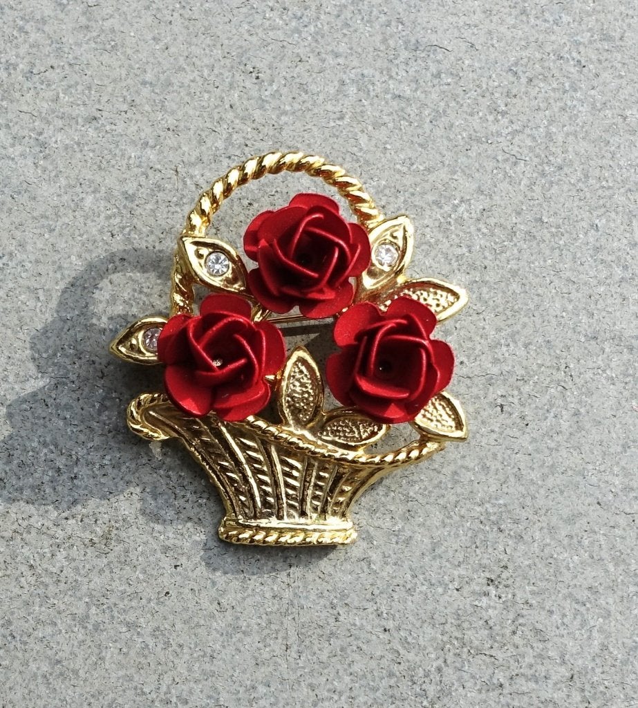 broche '' rozenmand '', Overige materialen, Minder dan 4 cm, Ophalen of Verzenden, Zo goed als nieuw