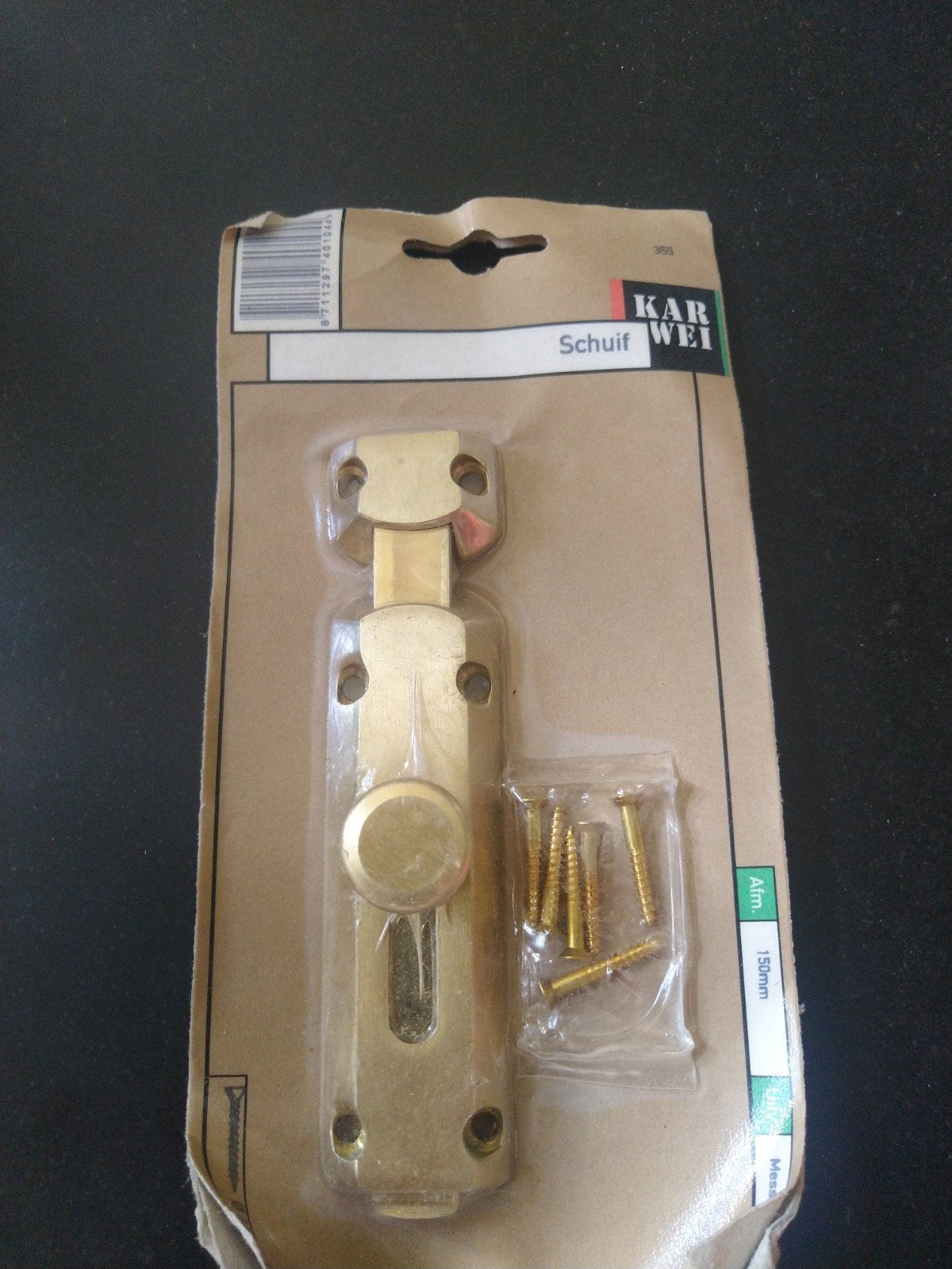 Karwei Schuifgrendel 150mm - Nieuw in verpakking, Ophalen of Verzenden, Nieuw, Koper of Messing, Schuif of Grendel