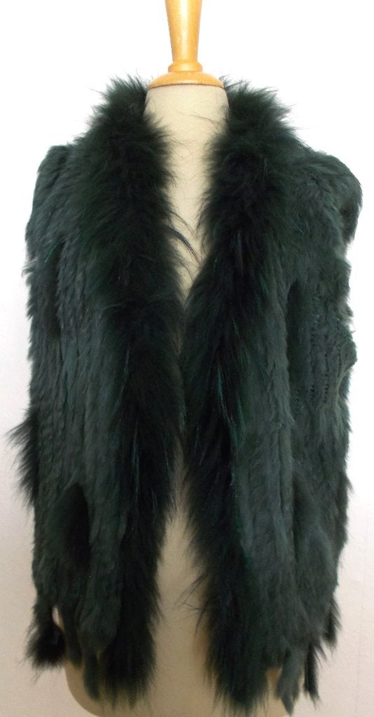 Prachtig groen konijn bont gilet/vest! L, Kleding | Dames, Verzenden, Zo goed als nieuw, Maat 42/44 (L), Groen