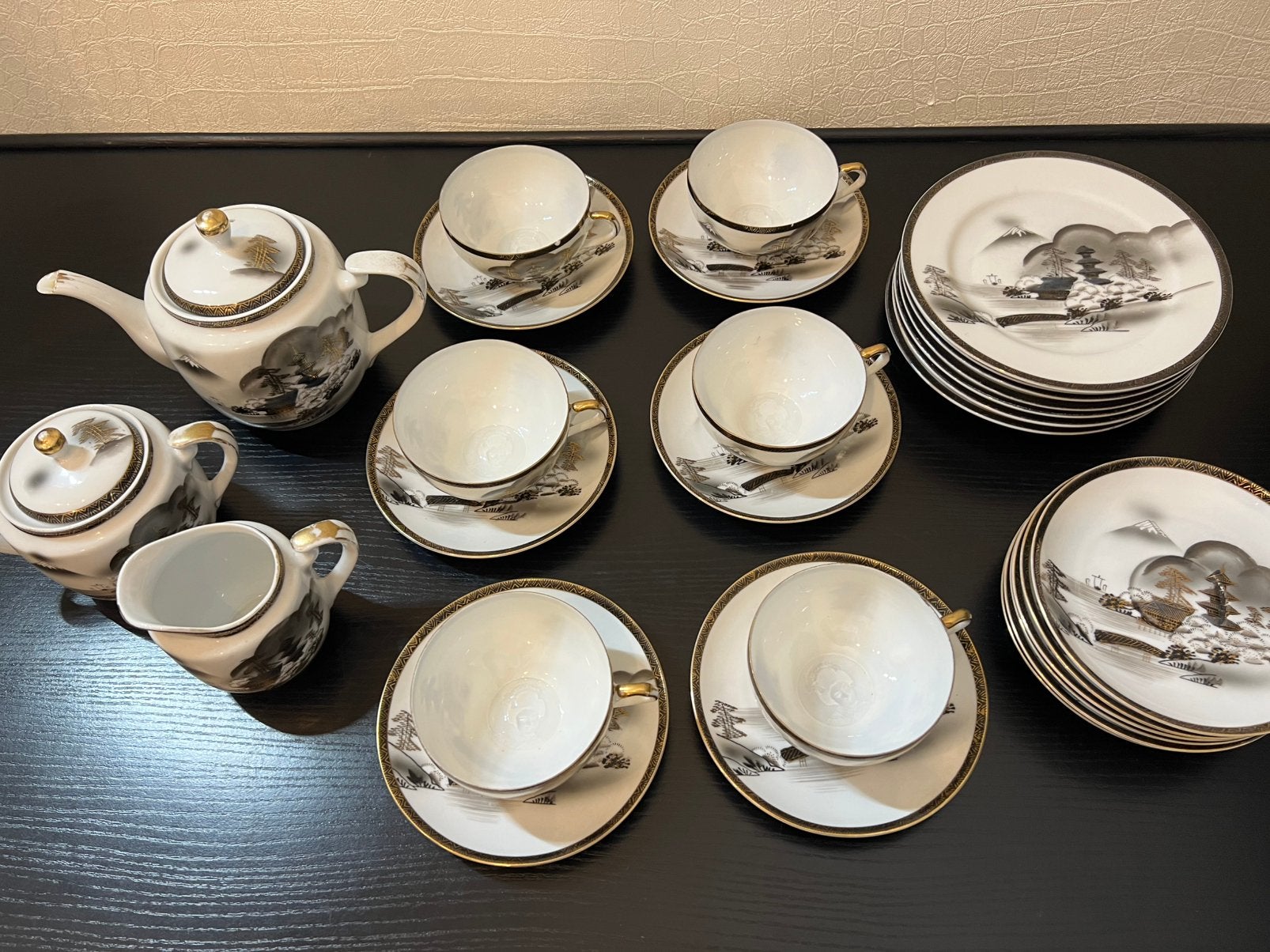 Antiek Japans Eierschaal Porselein Theeservies + Geisha, Antiek en Kunst, Antiek | Servies compleet, Ophalen