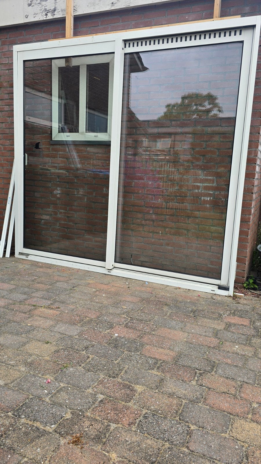 Aluminium schuifpui met dubbelglas., Ophalen, Gebruikt, 225 cm of meer, Aluminium