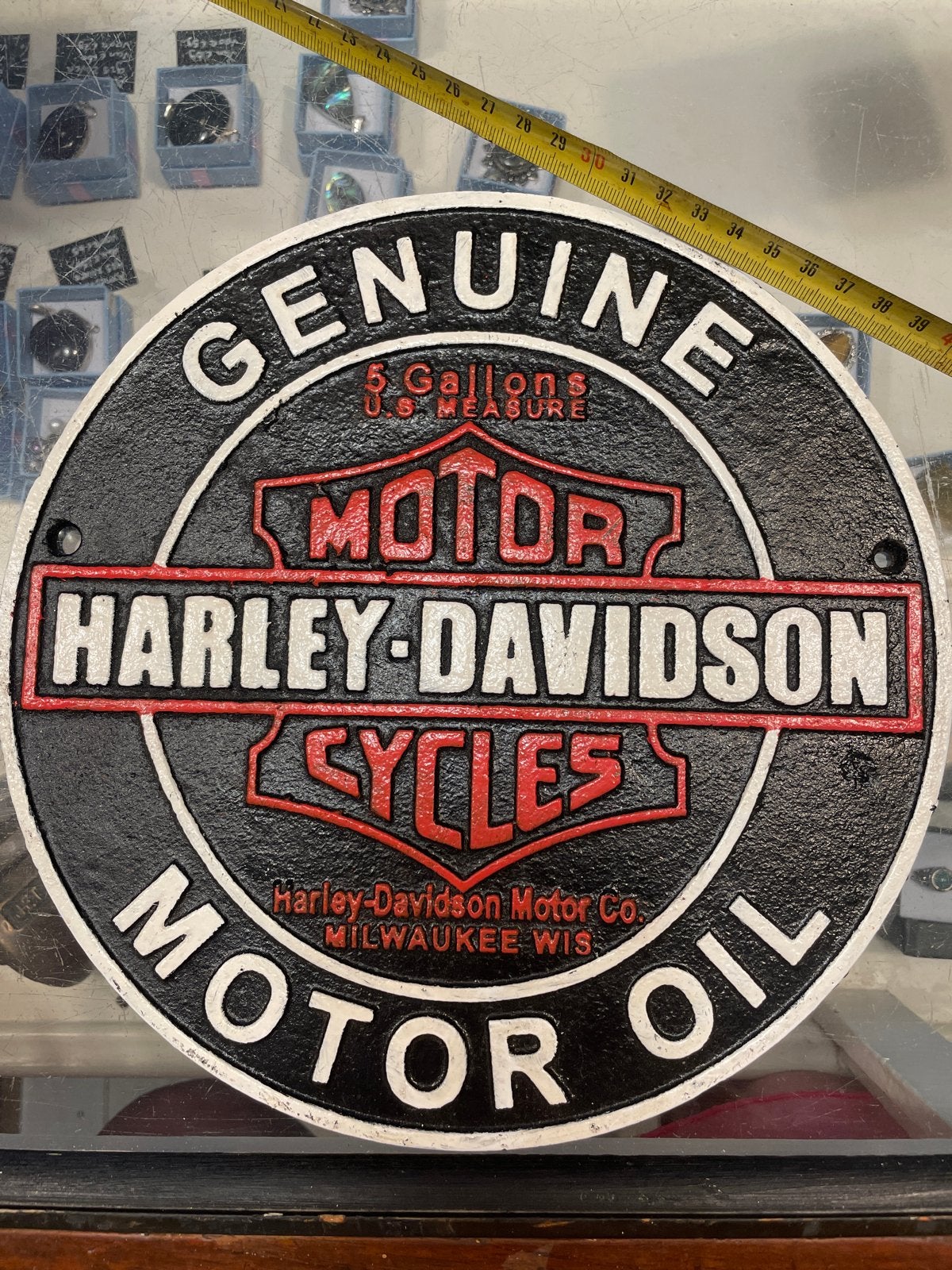 Gietijzeren Harley-Davidson Motor Oil Plaat, Ophalen of Verzenden, Zo goed als nieuw, Motoren