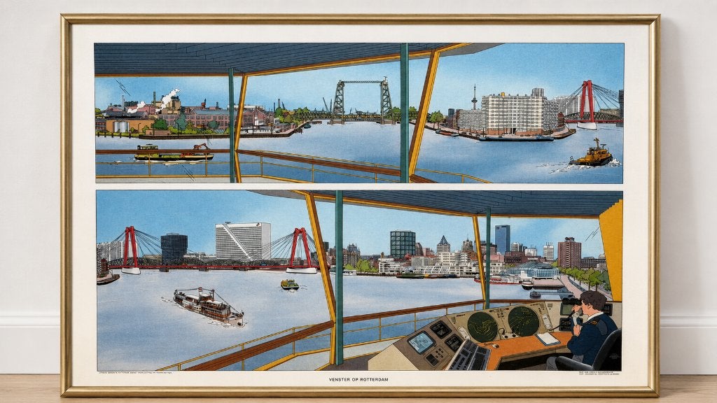 Theo van den Boogaard – Venster op Rotterdam 1993, Ophalen, Maritiem / water, Print, Papier