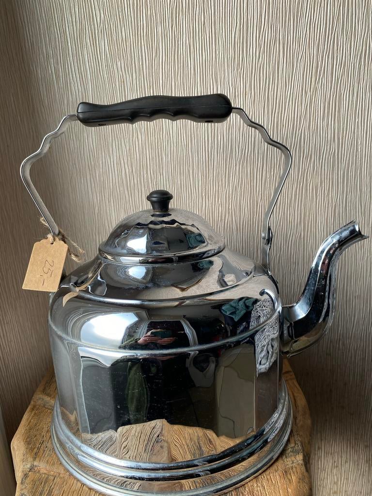 Vintage fluitketel - Chroom - Gebruikt, Theepot/fluitketel, Gebruikt, Zilver, Ophalen of Verzenden