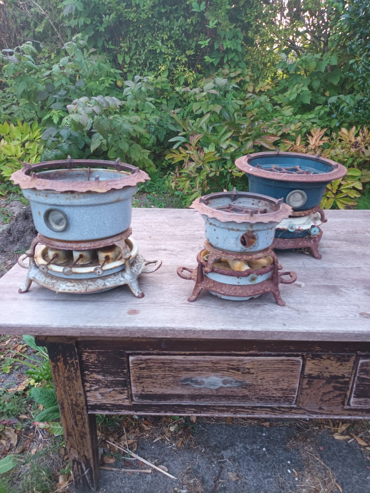 Drie Antieke Petroleumstellen, Antiek en Kunst, Ophalen of Verzenden