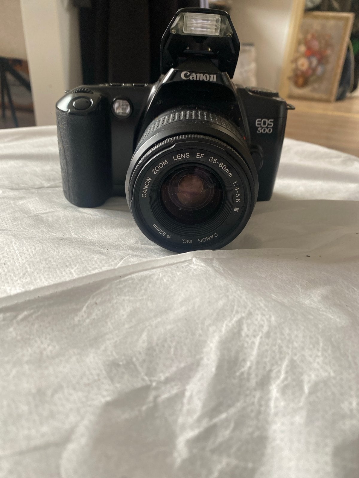 Canon EOS 500 Spiegelreflexcamera met 35-80mm lens, Audio, Tv en Foto, Ophalen of Verzenden, Gebruikt, Spiegelreflex, Canon