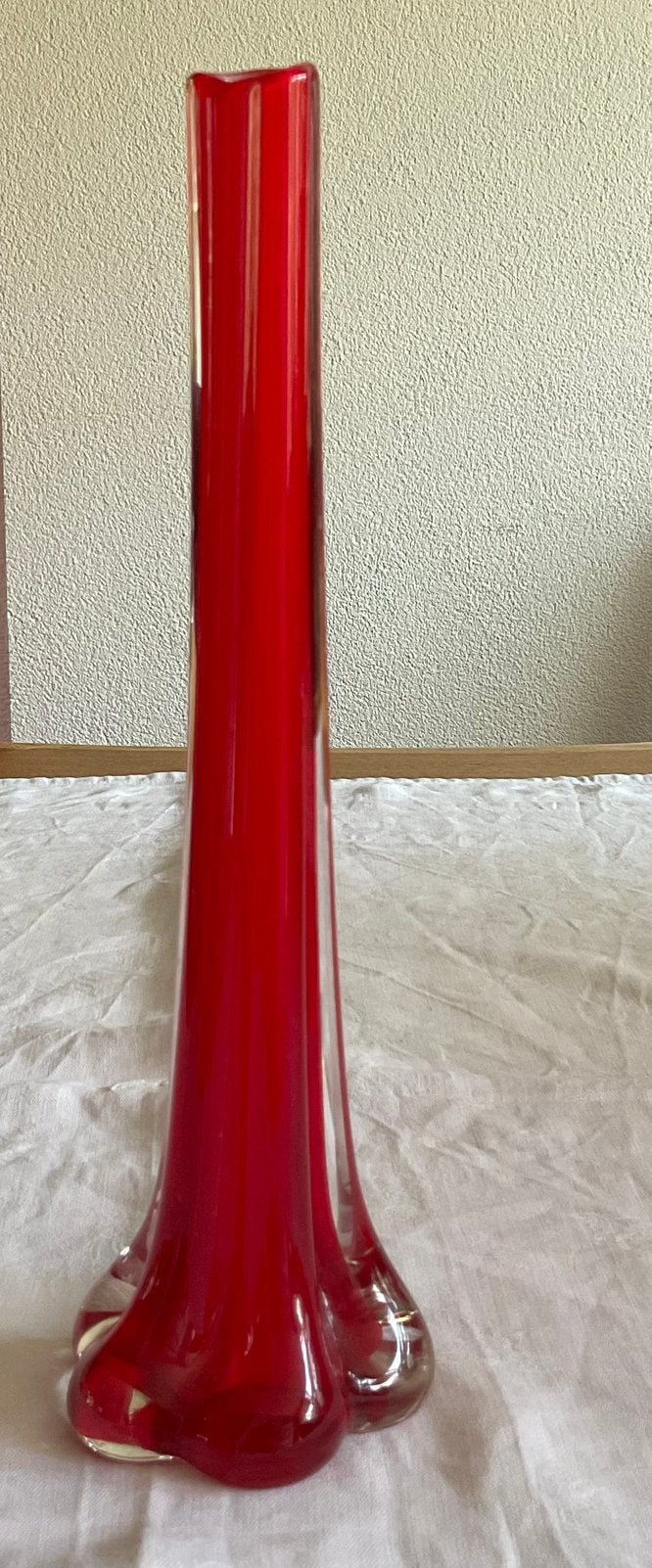 Vintage rode Murano sommerso vaas, Ophalen, Zo goed als nieuw, Glas