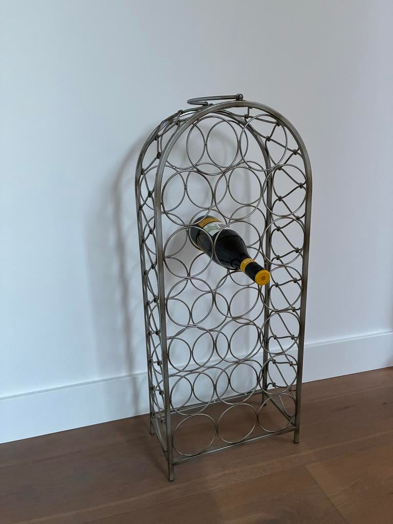 Metalen wijnrek voor 20 flessen - Vintage stijl, Huis en Inrichting, Woonaccessoires | Wijnrekken, Ophalen, Gebruikt, 15 tot 25 flessen