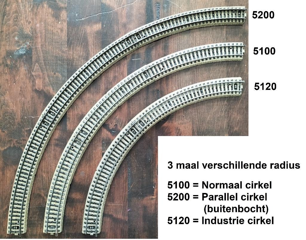 Marklin 3 x radius bochten HO 5100 5120 5200 M-rails, Wisselstroom, Gebruikt, Rails, Ophalen of Verzenden