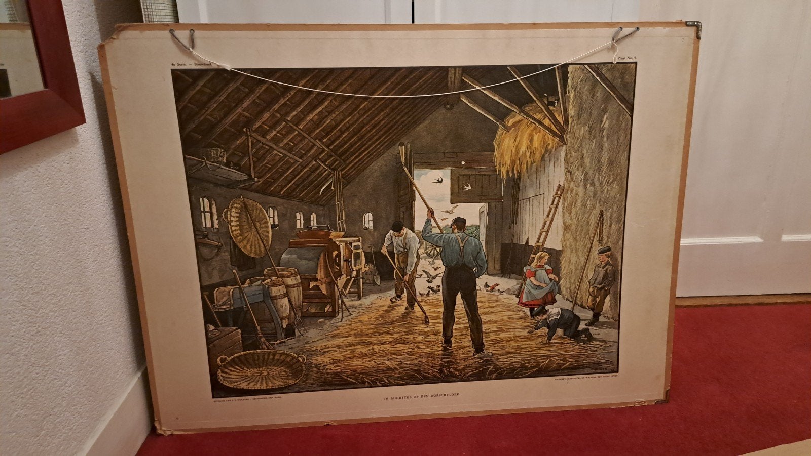 Antieke schoolplaat Cornelis Jetses Augustus o.d. Dorsvloer, Ophalen, Geschiedenis
