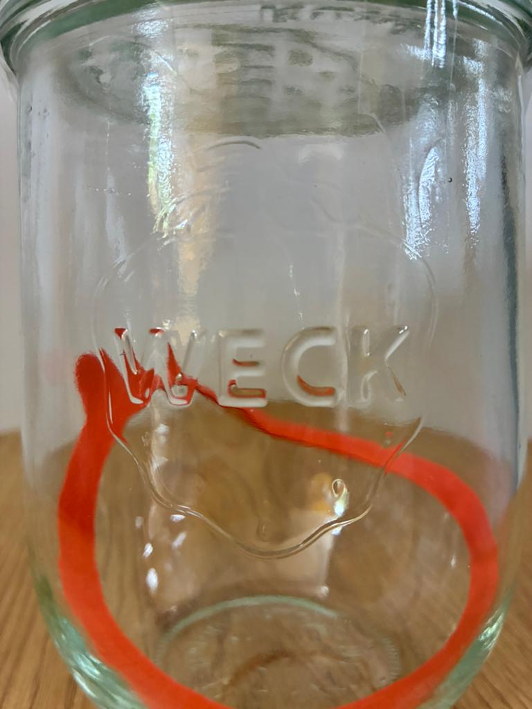 Weck Glazen Pot met Oranje Rubberen Ring, Antiek en Kunst, Ophalen of Verzenden