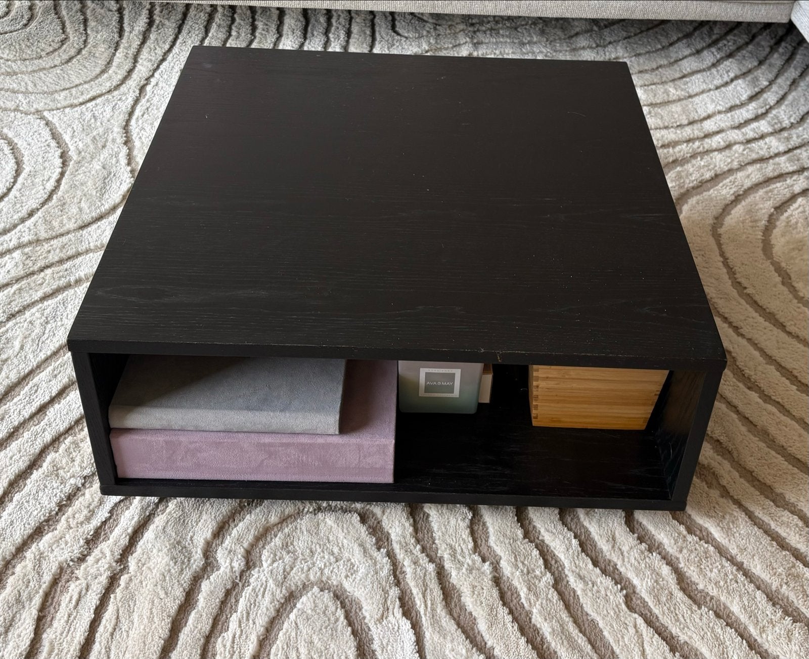 Zwarte Salontafel met Opbergruimte - Modern Design, Ophalen, 100 tot 150 cm, Vierkant, 50 tot 100 cm
