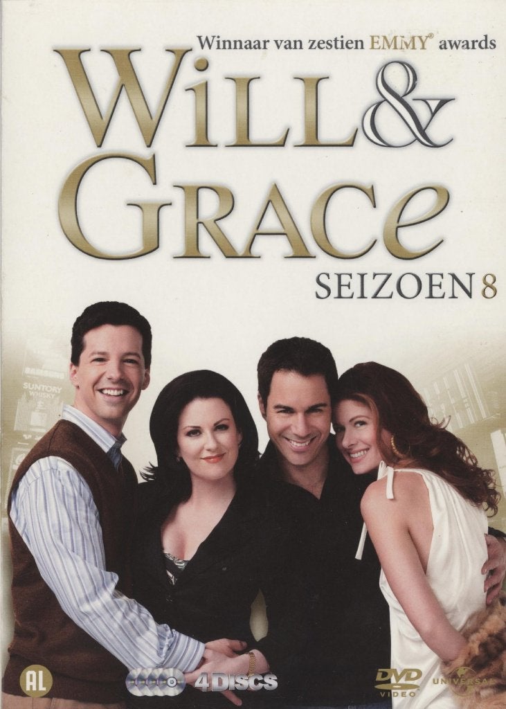 48) Will & Grace, seiz. 8 (4 disc): o.a. met Alec Baldwin, Alle leeftijden, Ophalen of Verzenden, Gebruikt, Komedie