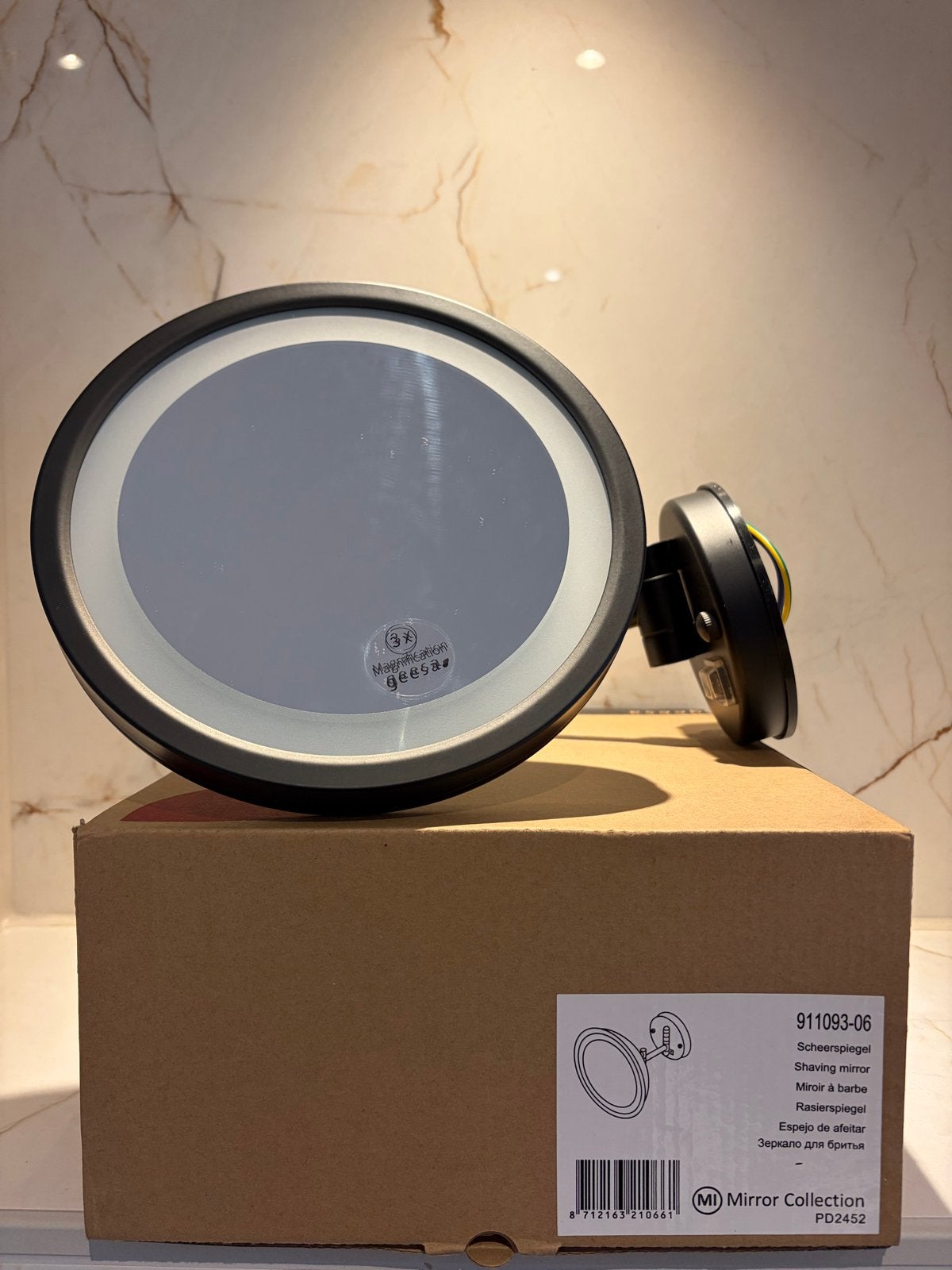 Nieuwe Scheerspiegel met Verlichting - Zwart, Ophalen, Nieuw, Zwart, Spiegel/spiegelkast