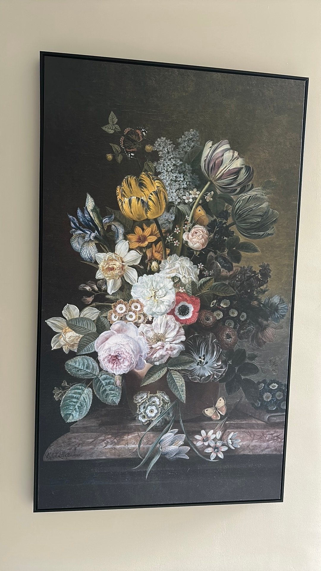 Prachtig bloemstilleven schilderij - Klassieke stijl, Ophalen, Zo goed als nieuw, Schilderij, 75 cm of meer