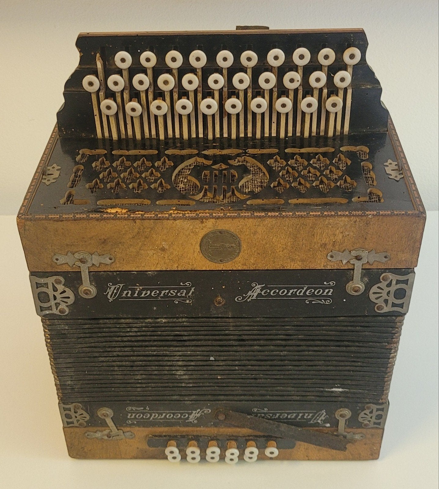 Accordeon "Universal" van A.E. Fischer, Gebruikt, 32-bas, Knopaccordeon, Ophalen