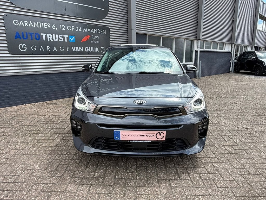 Kia Rio 1.0 TGDI GT-Line 120PK Automaat,Trekhaak,Panodak,Nav, Auto's, Kia, 450 kg, Gebruikt, Leder en Stof, 1110 kg