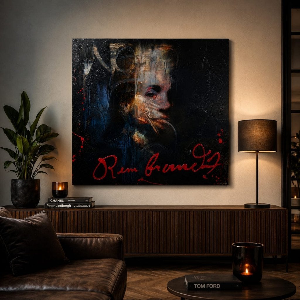 Karin Vermeer, origineel schilderij REMBRANDT, 120x120cm, Antiek en Kunst, Ophalen