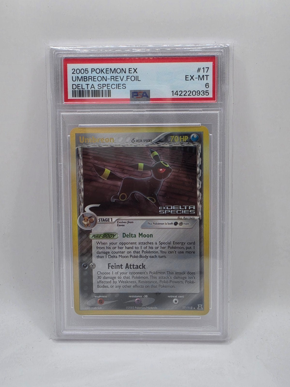 PSA 6 Umbreon EX Delta Species Reverse, Hobby en Vrije tijd, Verzamelkaartspellen | Pokémon, Ophalen of Verzenden, Gebruikt, Losse kaart