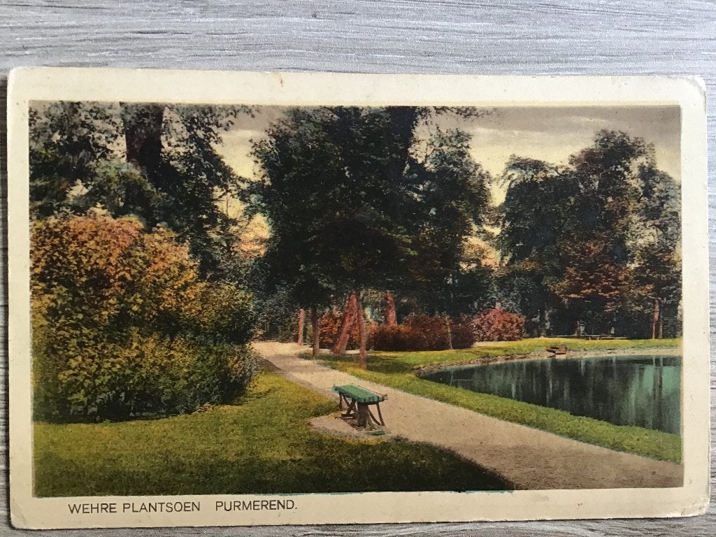 Oude ansichtkaart Wehre Plantsoen Purmerend 1924, Verzamelen, Ansichtkaarten | Nederland, Ophalen of Verzenden, 1920 tot 1940
