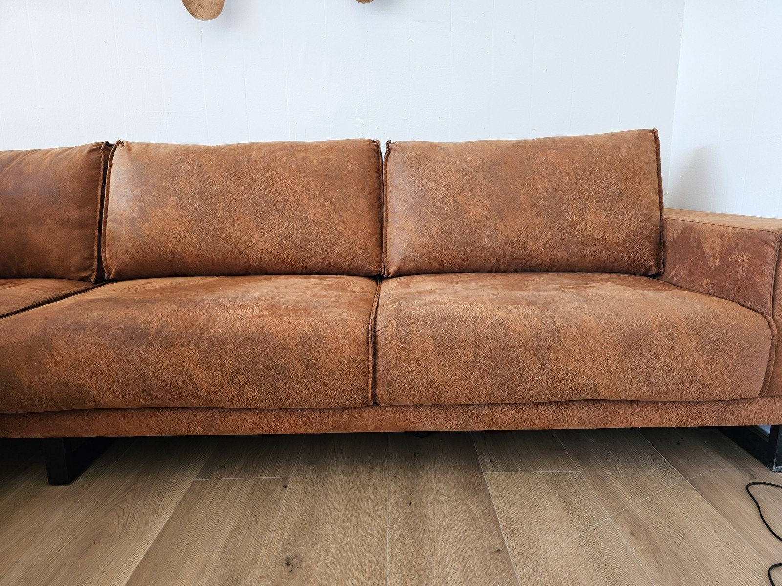 Cognac hoekbank, Ophalen, 125 cm of meer, 125 cm of meer, Home Friesland