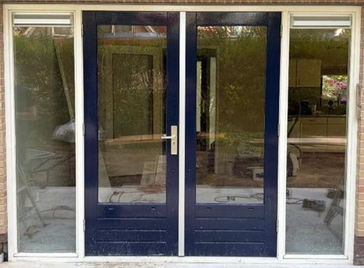 Tuindeuren met zijlichten en kozijn, Doe-het-zelf en Verbouw, Kozijnen en Schuifpuien, Ophalen, Deurkozijn, 225 cm of meer, Zo goed als nieuw