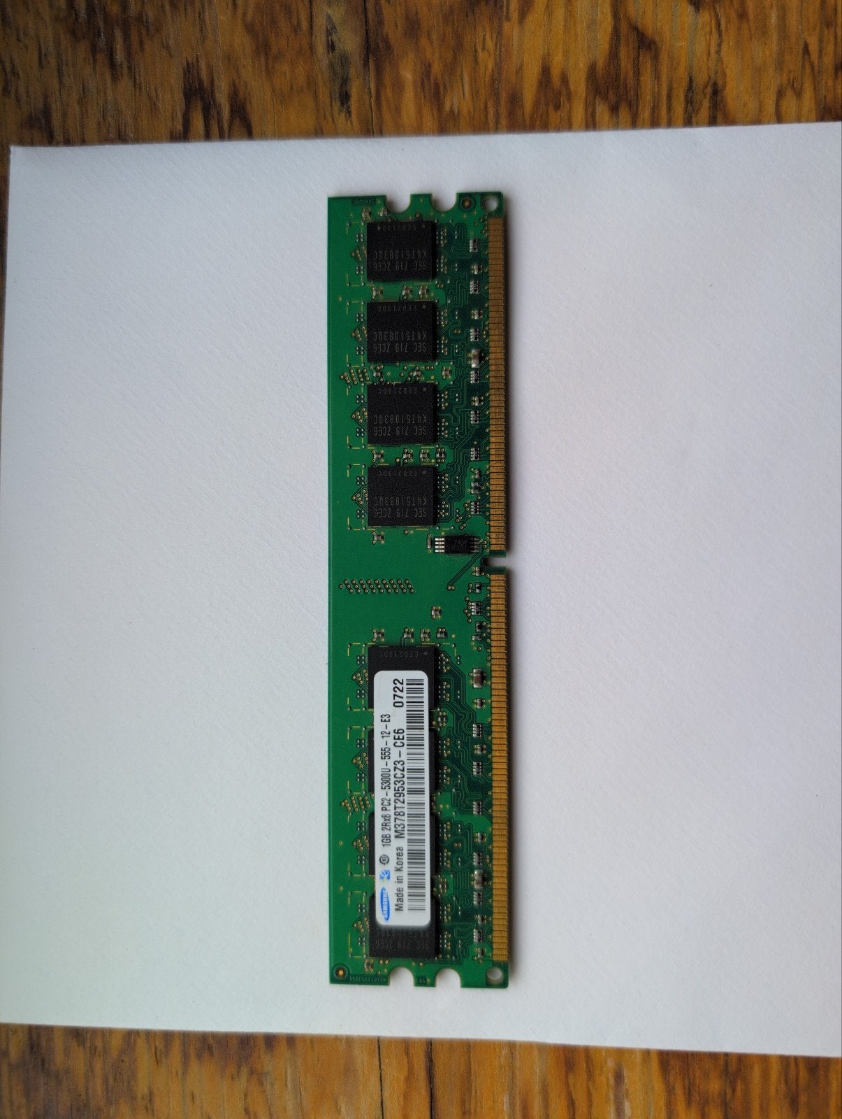 Samsung 1GB DDR2 RAM Geheugenmodule PC2-5300U, Server, Ophalen of Verzenden, DDR2, Gebruikt