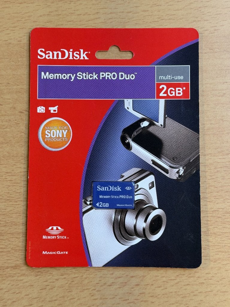 memorycard Sandisk Memory PRO Duo 2GB blauw NIEUW, Memory stick, Nieuw, Ophalen of Verzenden, Fotocamera