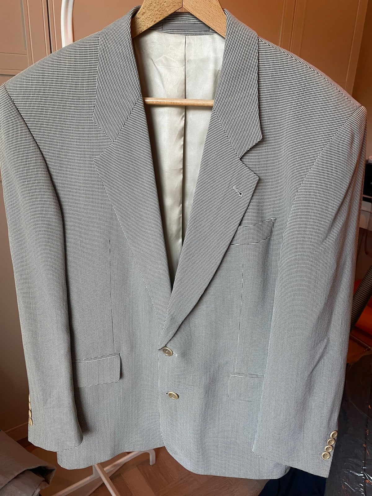 Hugo Boss Delon colbert blazer - Zwart/creme/beige geruit, Kleding | Heren, Ophalen of Verzenden, Zo goed als nieuw, Overige maten