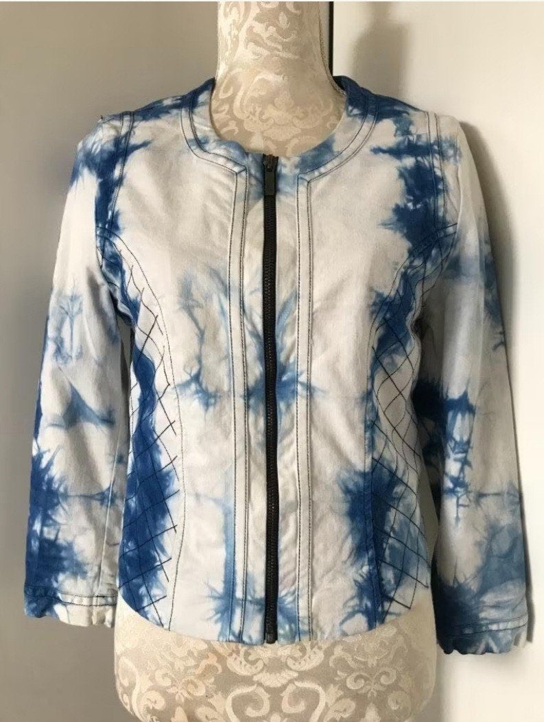 Blauw-Wit Jasje met Rits, Maat 38/40 (M), Blauw, Ophalen of Verzenden, Zo goed als nieuw
