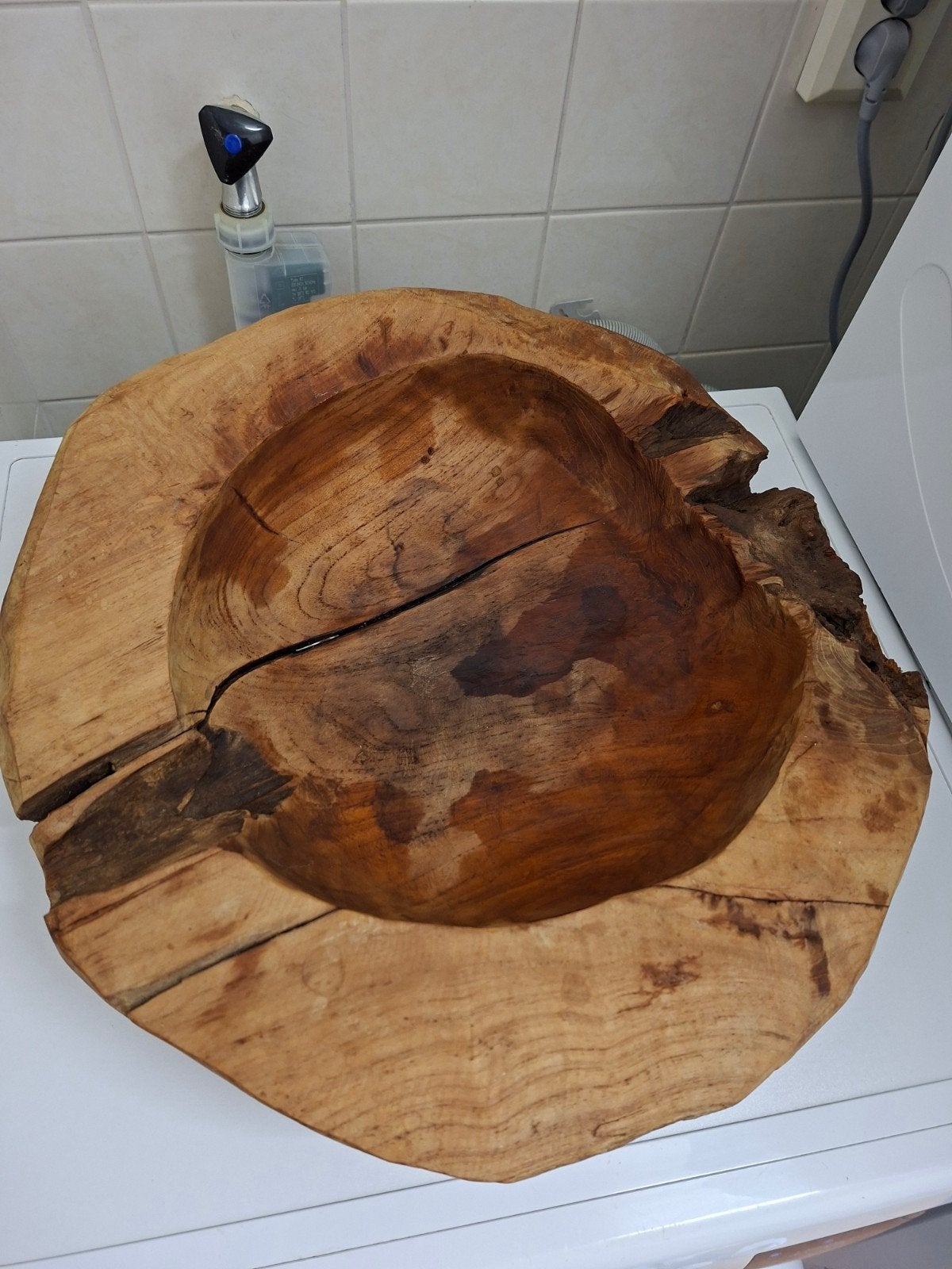 teak schaal, Ophalen, Rond, Hout