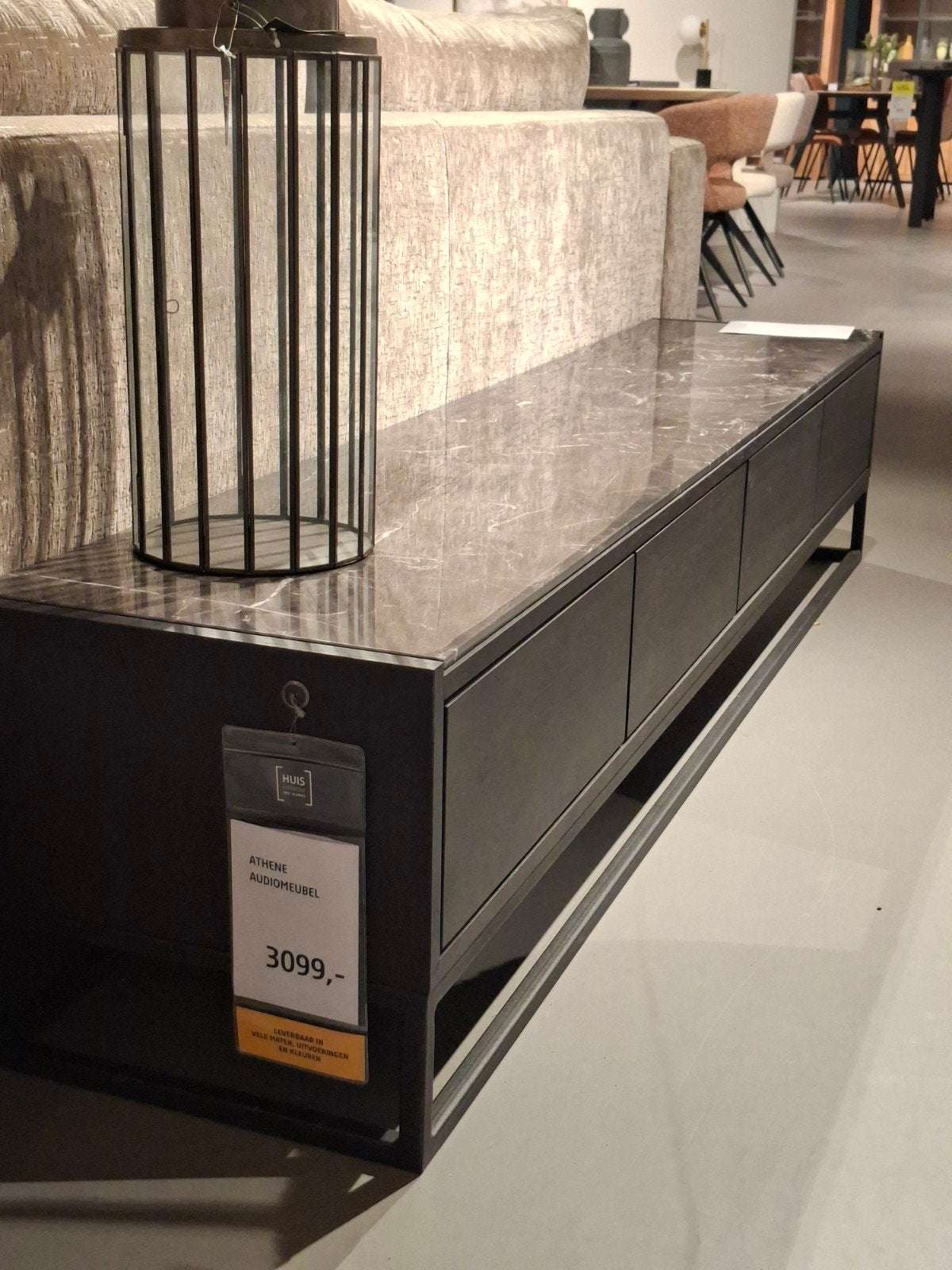 Showroommodel Tv-dressoir Athene Eiken met natuursteen blad, Huis en Inrichting, Kasten | Televisiemeubels, Nieuw, Ophalen of Verzenden