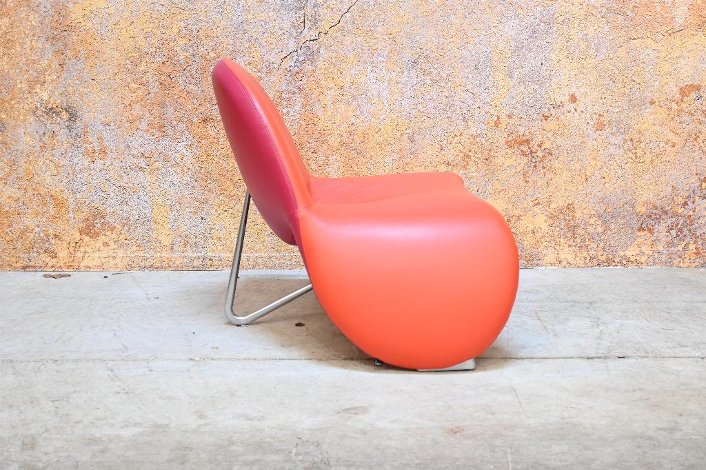 ZGANieuw rode leren Leolux Sella design fauteuil, Leolux, Leolux, 75 tot 100 cm, Ophalen of Verzenden