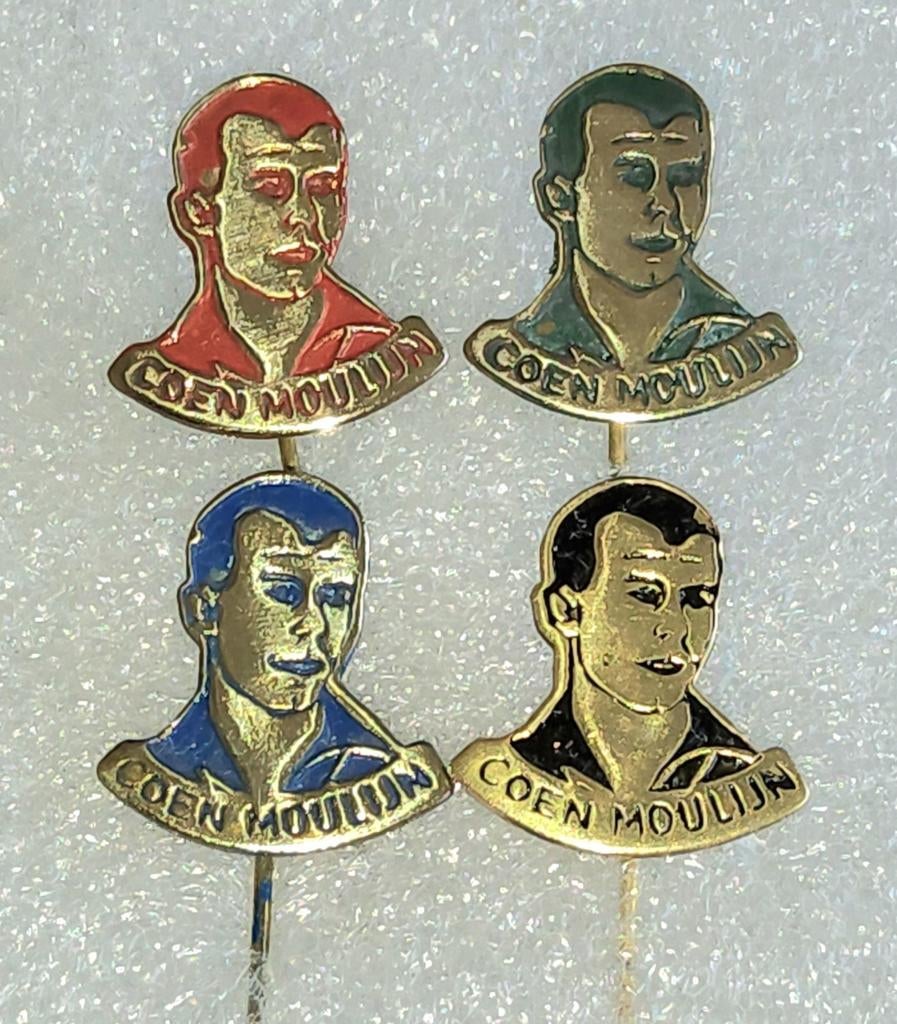 4 Coen Moulijn Speldjes - Feyenoord Legende Collectie, Ophalen of Verzenden, Gebruikt, Sport, Speldje of Pin