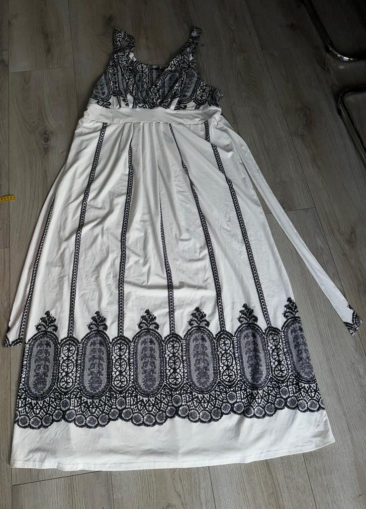 Feestjurk jurk jurkje off white wit zwart 54 52 ? trouwjurk, Verzenden, Zo goed als nieuw, Wit, Jurk