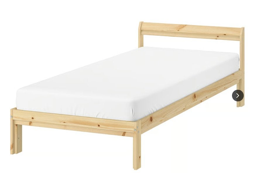 2 x Ikea Neiden eenpersoonsbed inclusief lattenbodem, Ophalen, 90 cm, Eenpersoons, Bruin