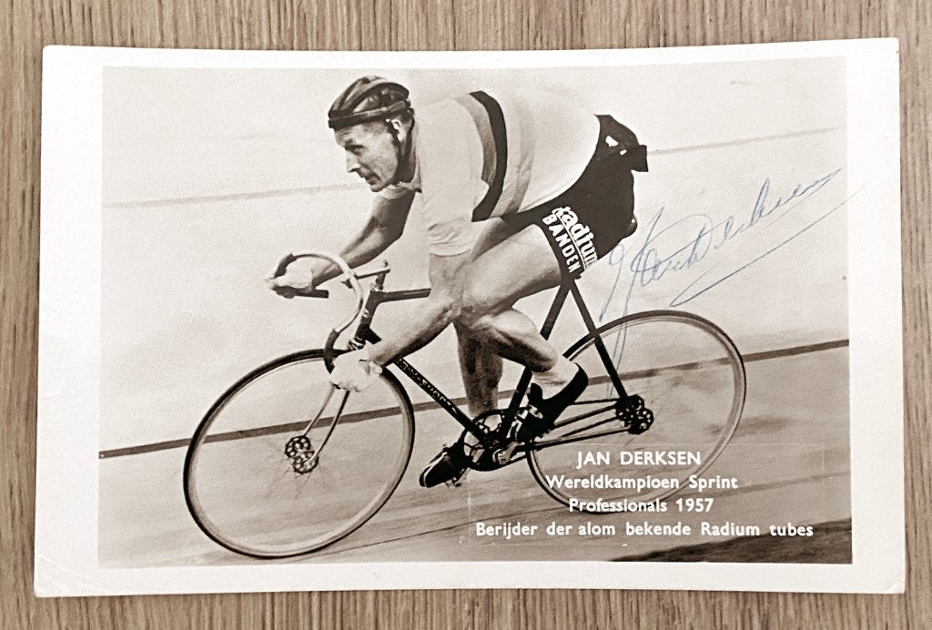 Wielrennen fotokaart JAN DERKSEN–Radium–WK 1957 – gesigneerd, Ophalen of Verzenden, Overige typen