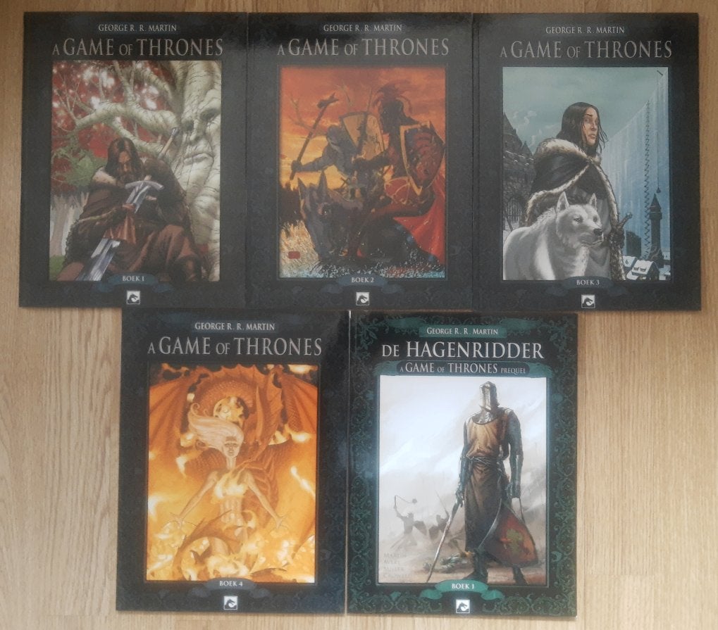 A Game of Thrones Deel 1-4 + Prequel de Hagenridder, Boeken, Meerdere stripboeken, Ophalen of Verzenden, Zo goed als nieuw