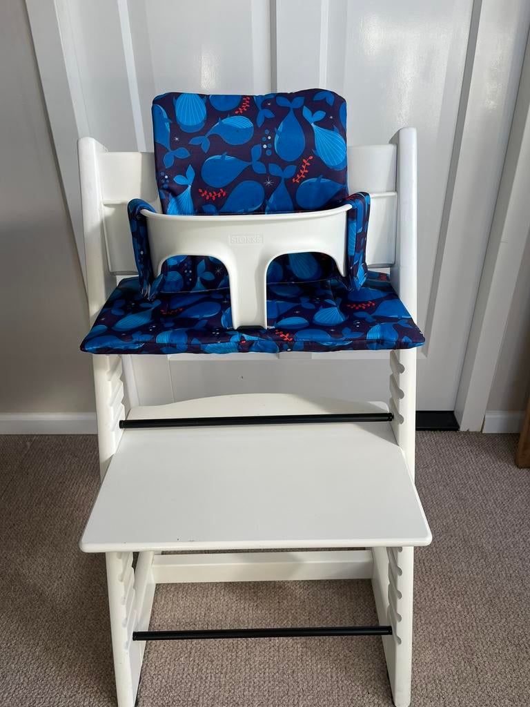 Nieuw! Walvissen Stokke Tripp Trapp stoel kussenset, Meegroeistoel, Nieuw, Ophalen of Verzenden, Gordel(s)