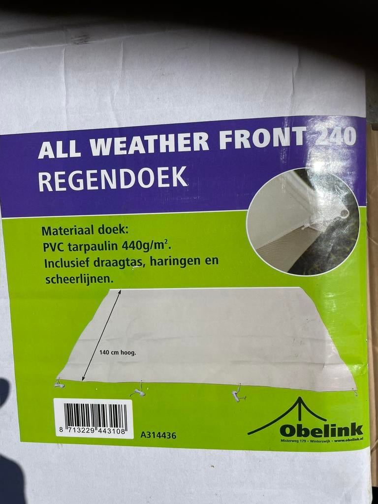 All weather front voor cassetteluifel 240 cm, Caravans en Kamperen, Ophalen of Verzenden, Zo goed als nieuw