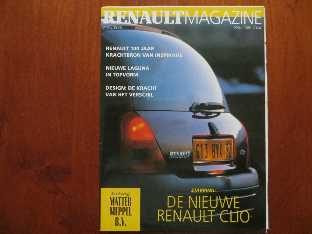 Renault Magazine (april 1998) nieuwe Clio, nieuwe Laguna, Ophalen of Verzenden, Nieuw, Renault
