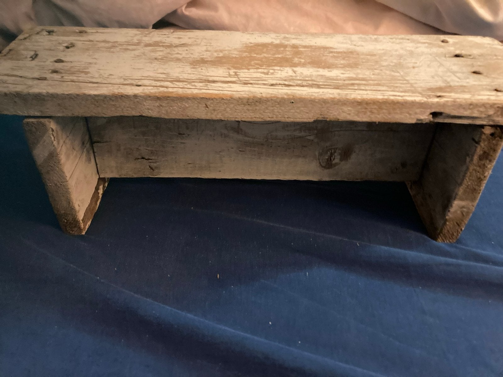 Rustiek houten krukje/voetenbankje - Vintage look, Antiek en Kunst, Ophalen of Verzenden