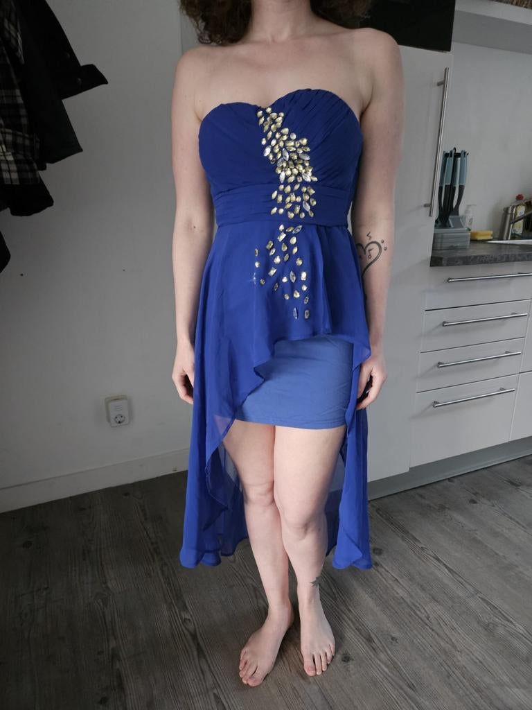 Galajurk maat S, Kleding | Dames, Galajurk, Blauw, Ophalen of Verzenden, Zo goed als nieuw